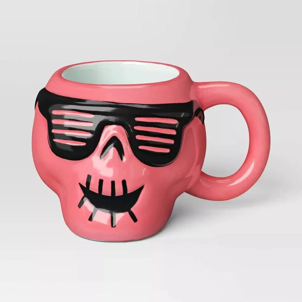 14.8 fl oz Halloween‎ Earthenware Figural Skull Mug Pink - Hyde & EEK! Boutique
